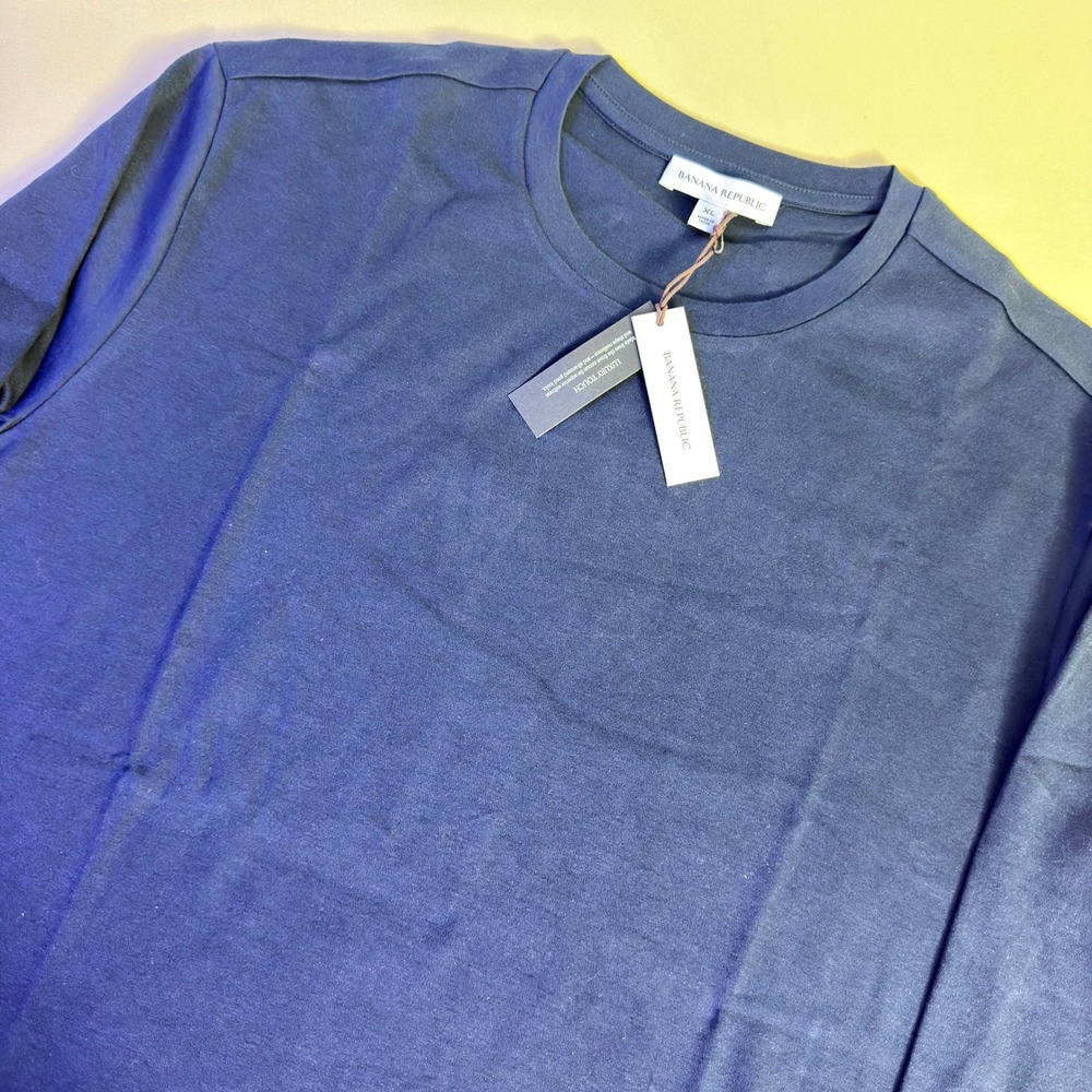 NEW BananaRepublic‎ Luxury-Touch Long-Sleeve T-Shirt Navy Blue XL 873604-03-1